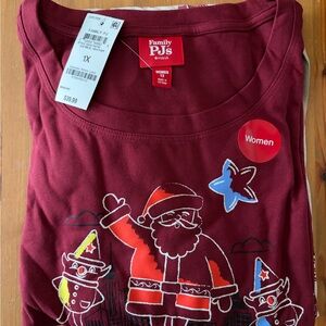 Family Pajamas Kids Santa and Friends Long Sleeve Tee - Burgundy